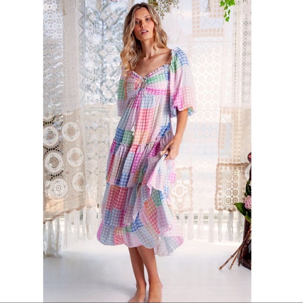 New Fillyboo AILEEN SMOCK DRESS - GINGHAM PUNCH - Picture 2 of 8